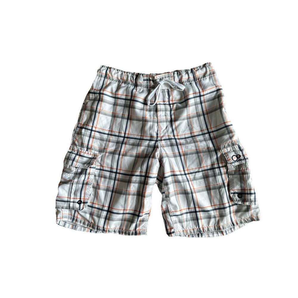 Ocean Pacific Men's  Medium  Multicolor Plaid Cargo Shorts/Swimwear
